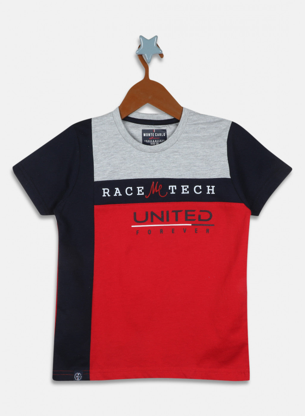 Boys Red & Grey Printed Bermuda Set