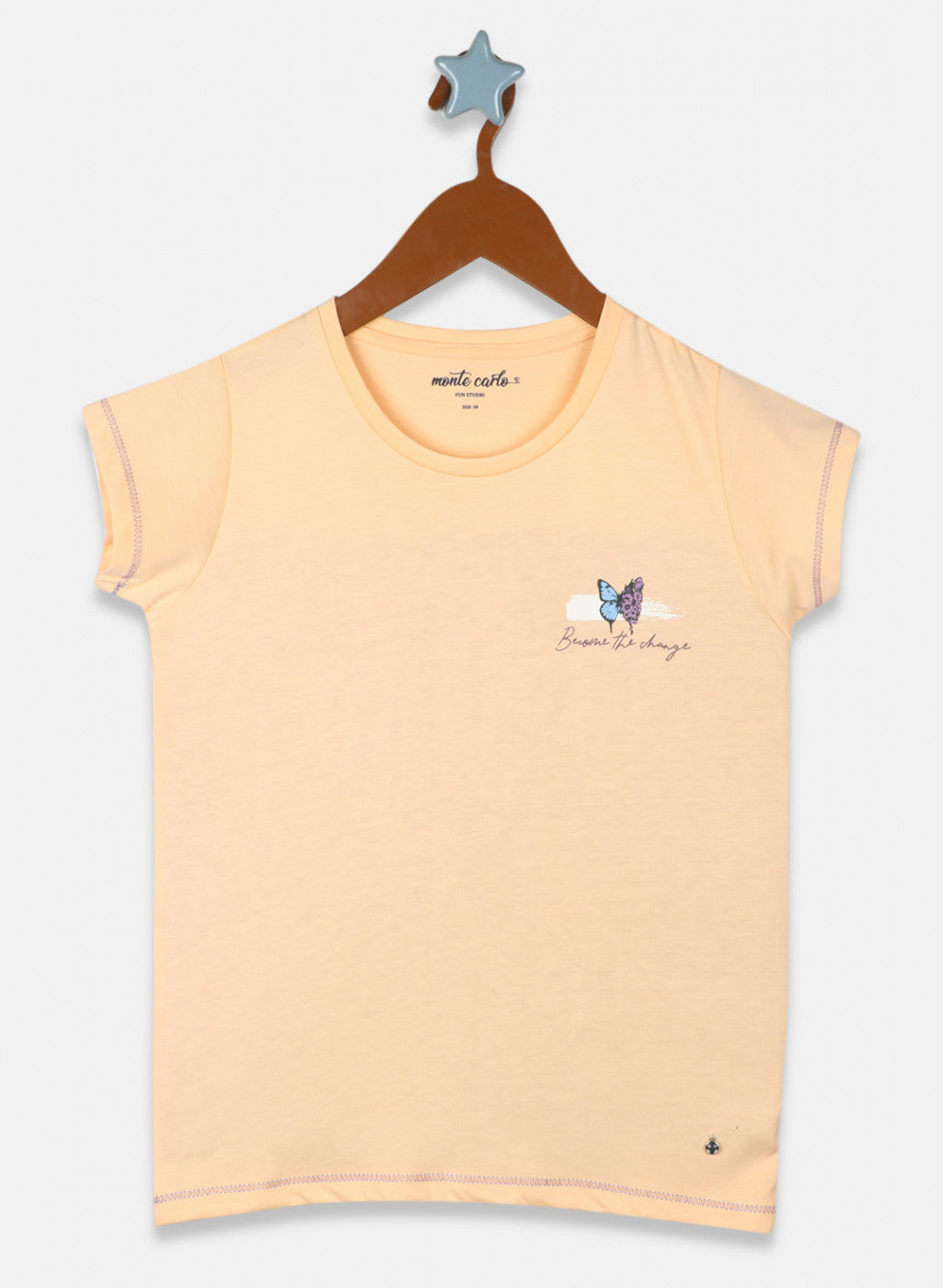 Girls Peach Printed Top