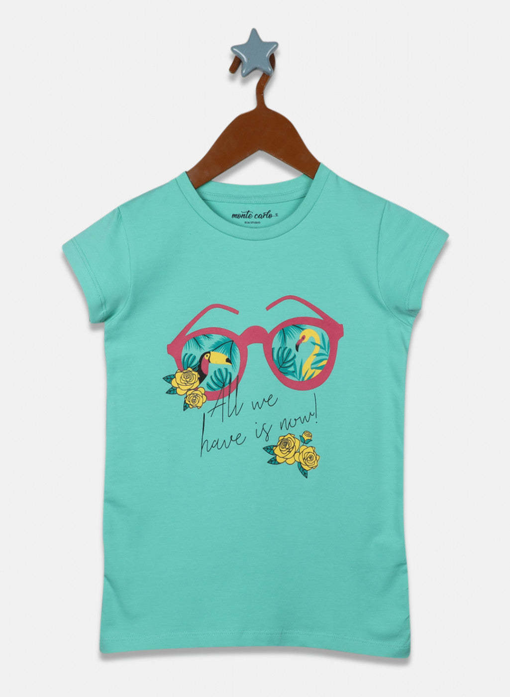 Girls Green & Purple Printed Top 2Pc Set