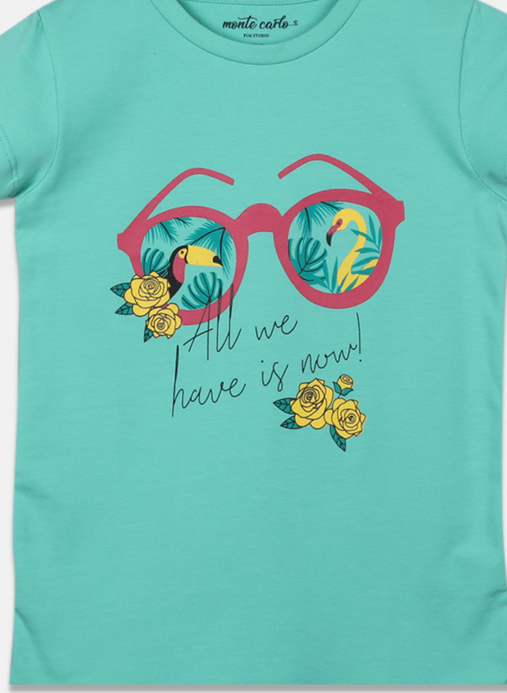 Girls Green & Purple Printed Top 2Pc Set