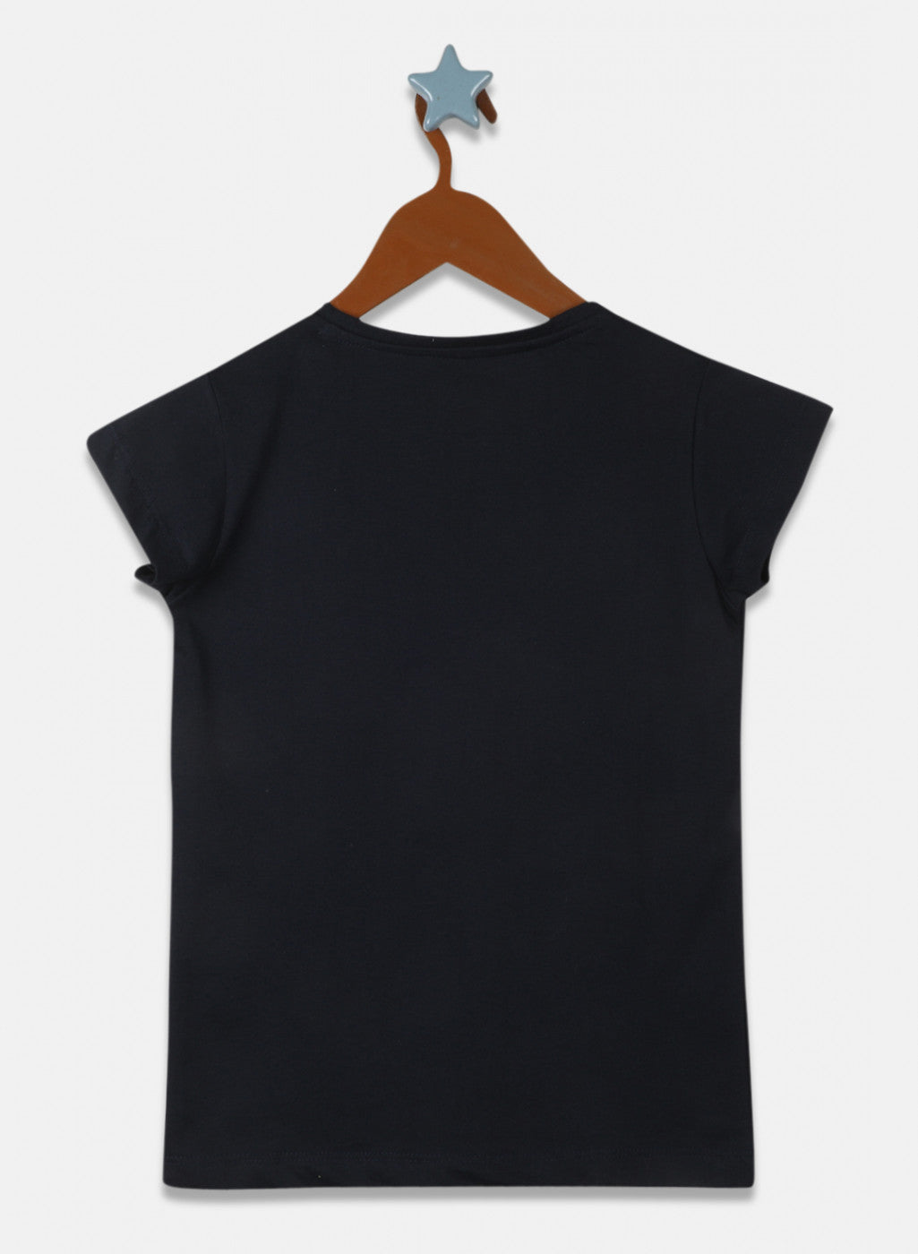 Girls Navy Blue Printed Top