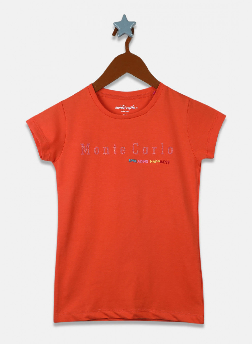 Girls Orange Printed Top