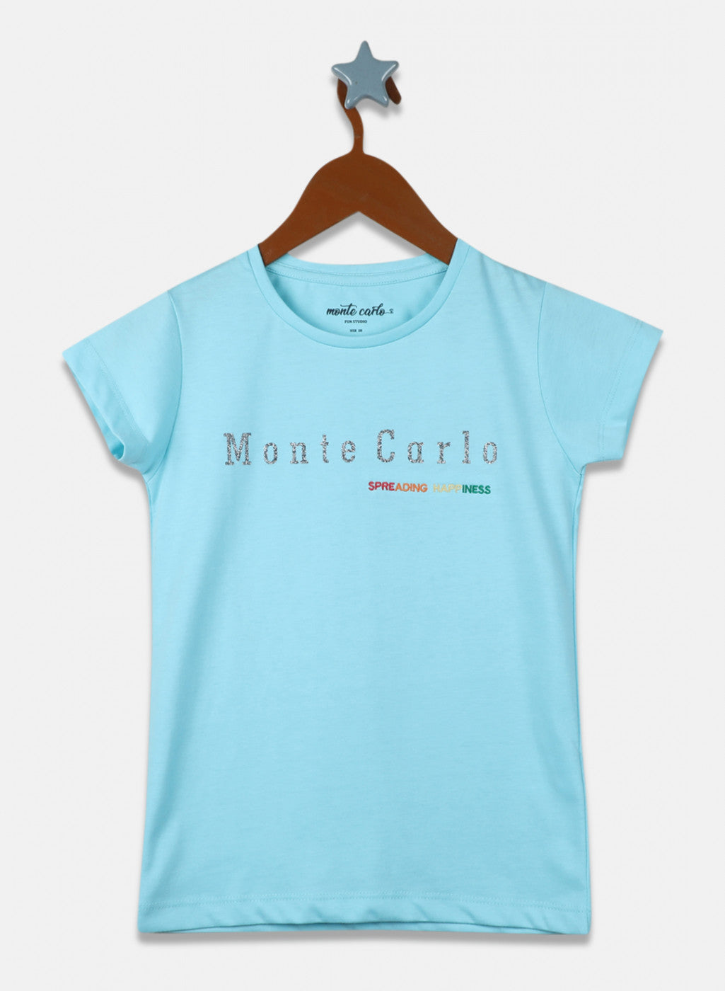 Girls Aqua Blue Printed Top