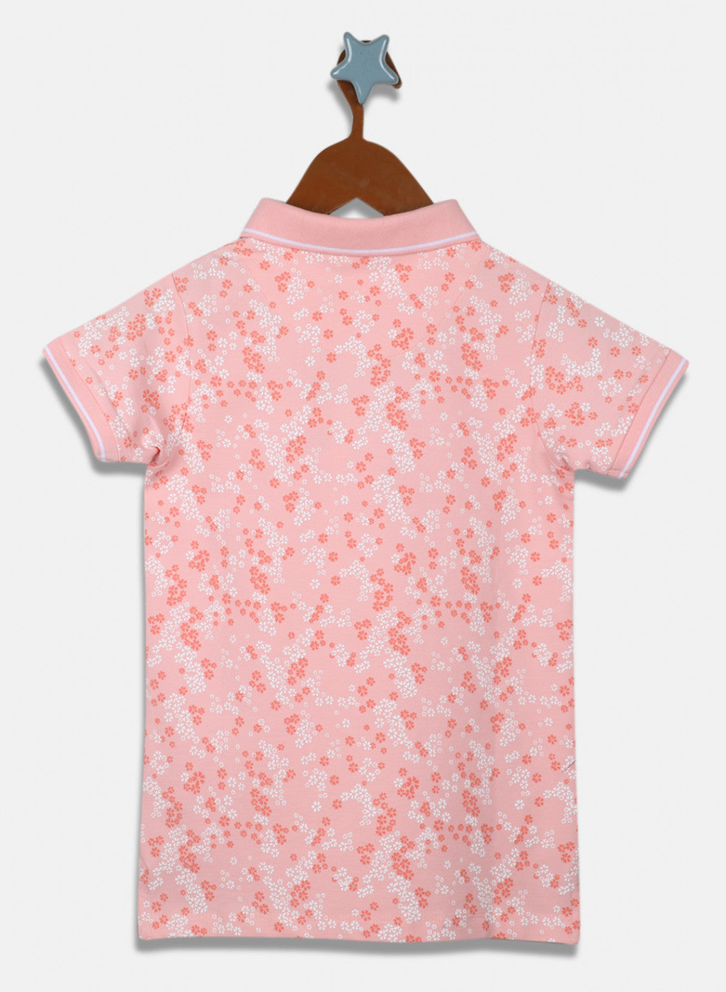Girls Peach Printed T-Shirt