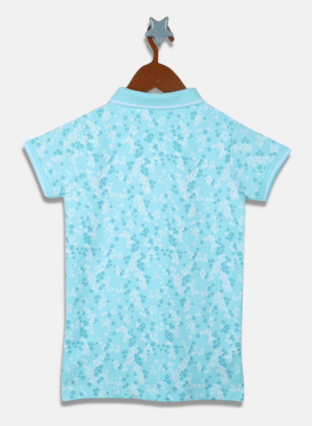 Girls Aqua Blue Printed T-Shirt