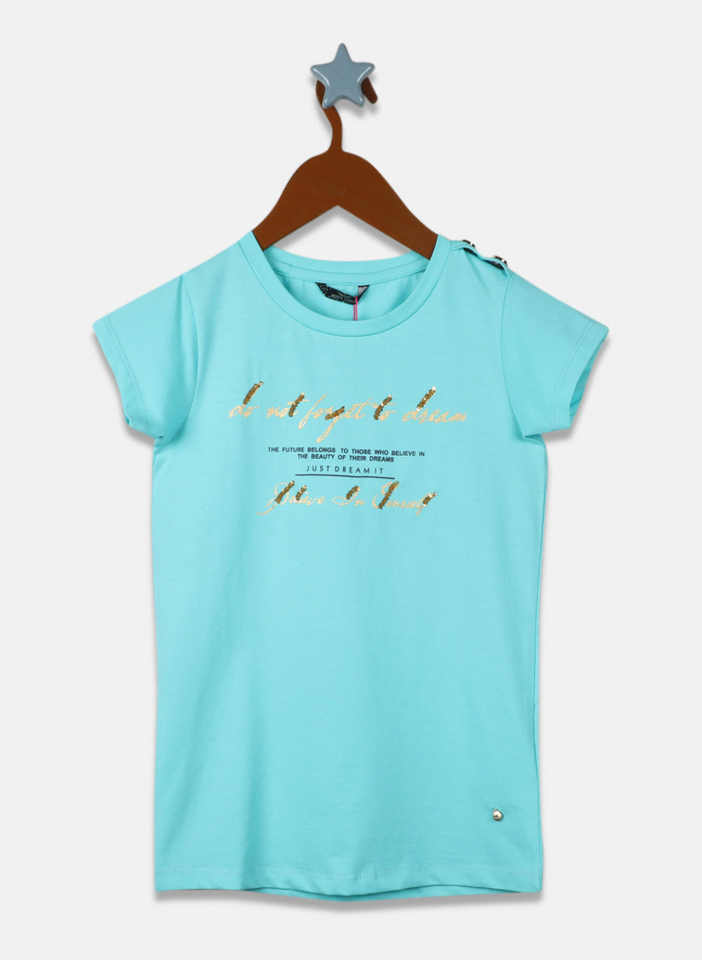 Girls Aqua Blue Printed Top