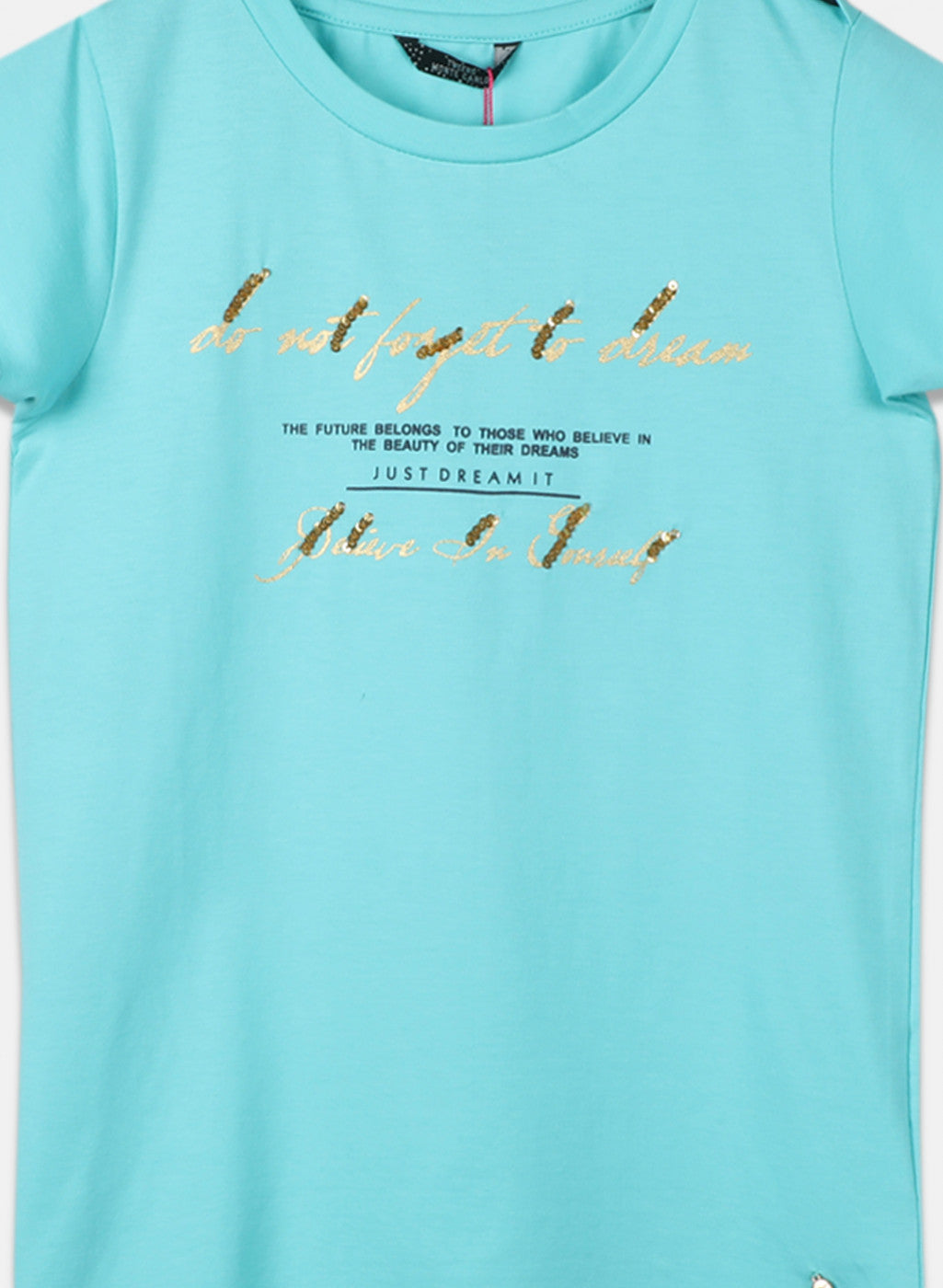 Girls Aqua Blue Printed Top