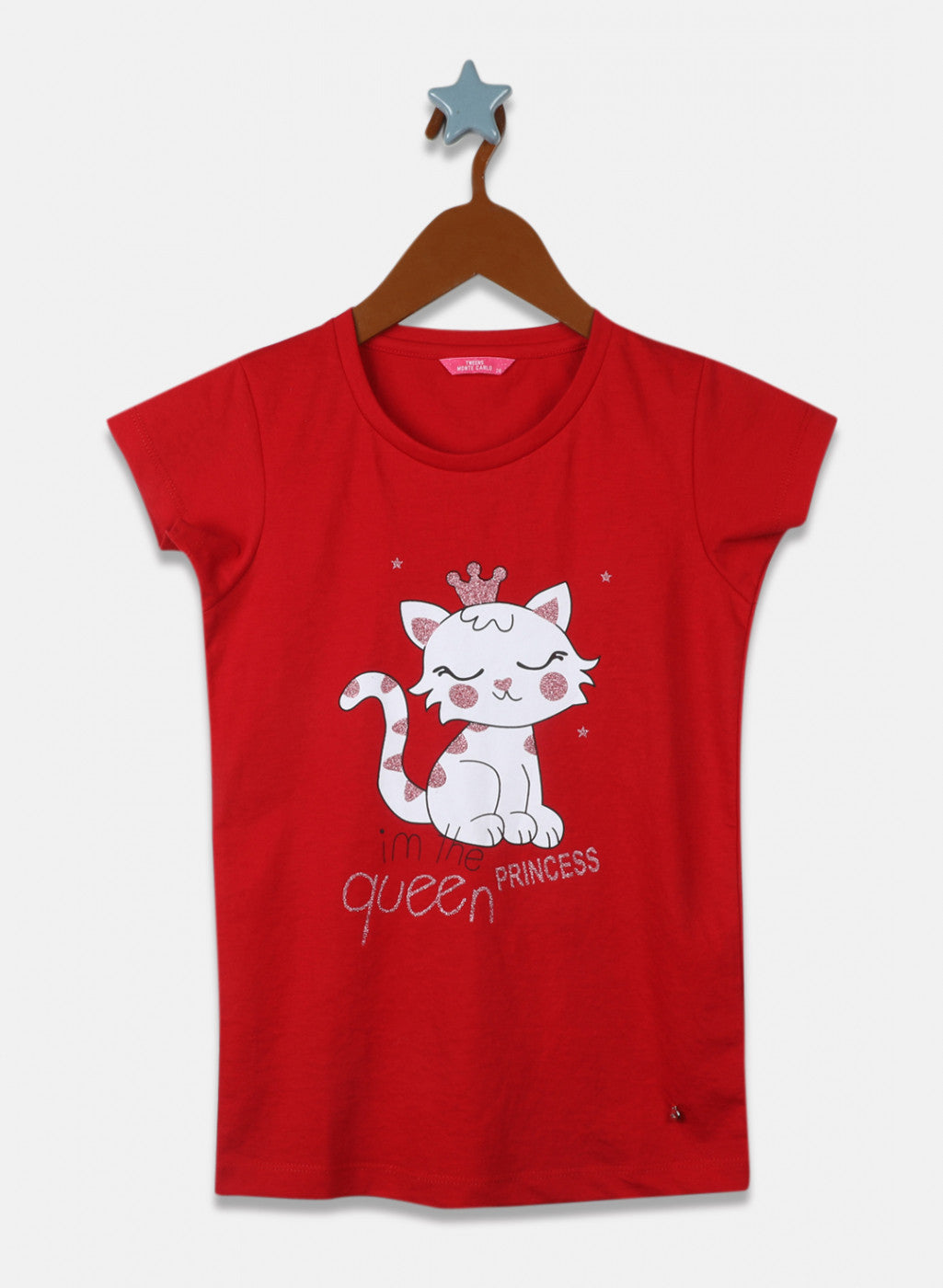 Girls Red Printed Top