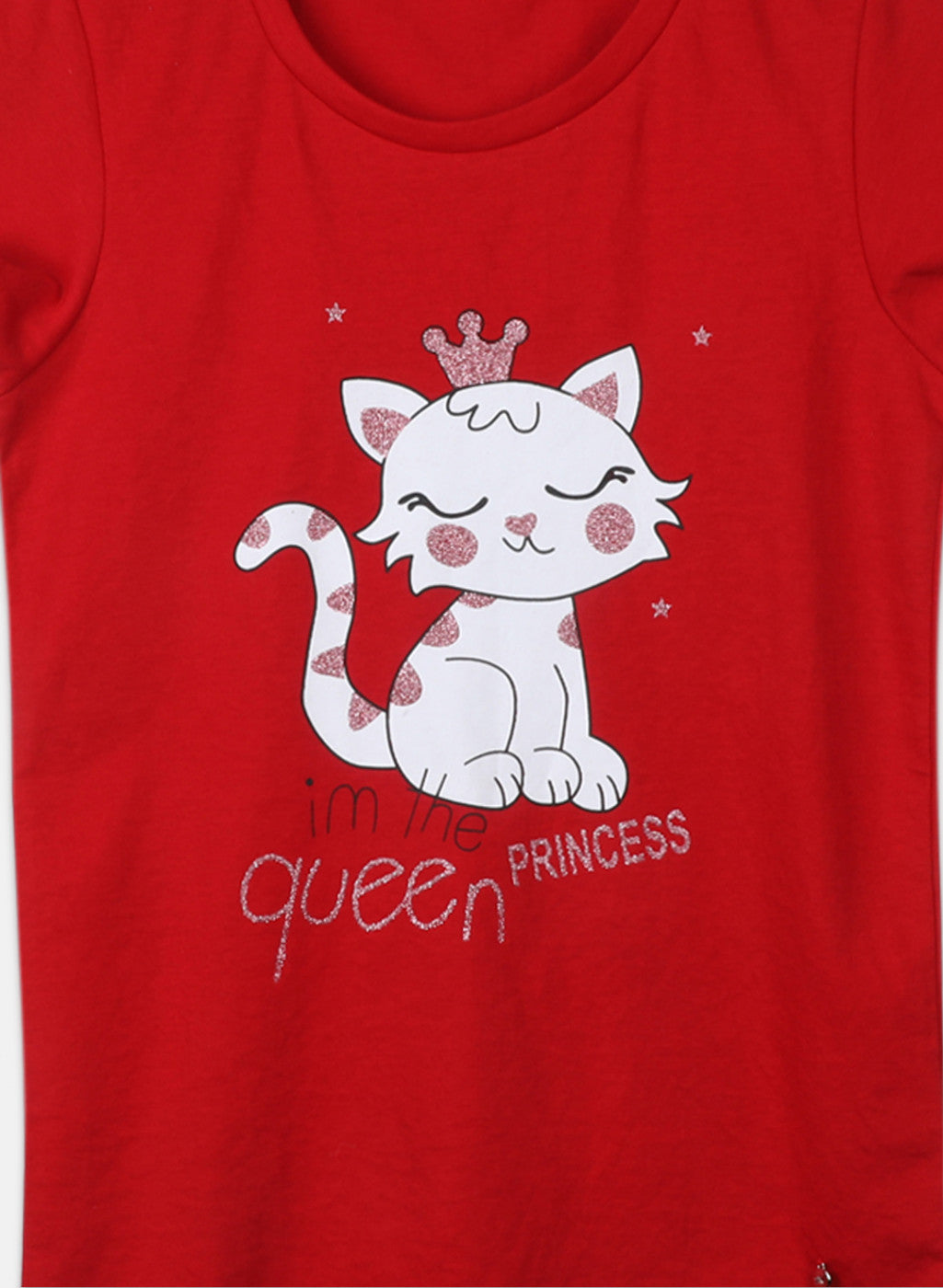 Girls Red Printed Top