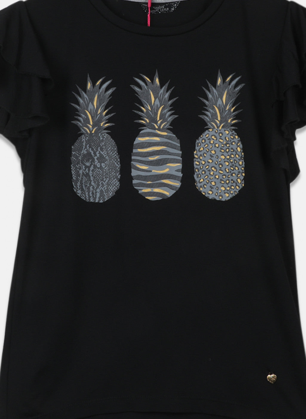 Girls Black Printed Top