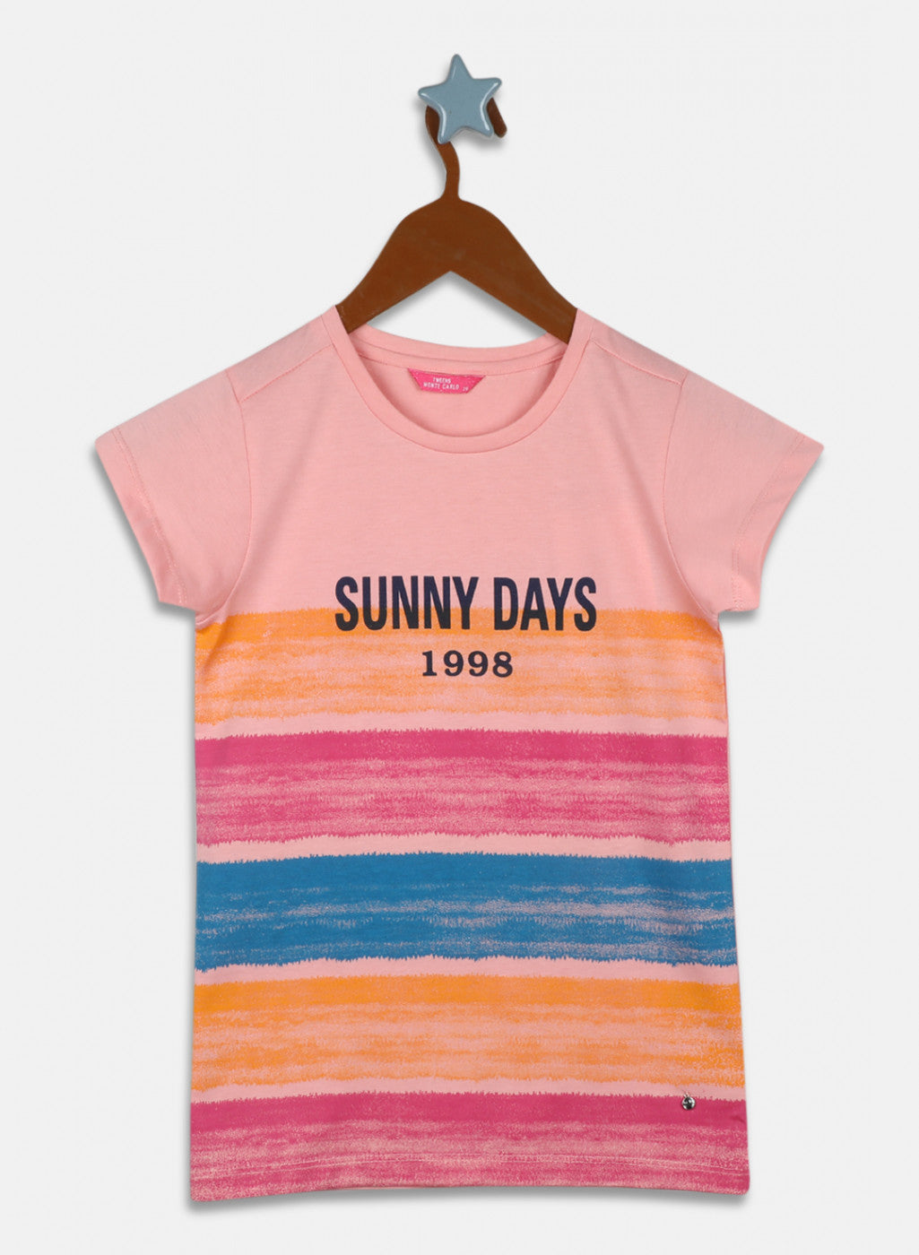 Girls Peach Printed Top