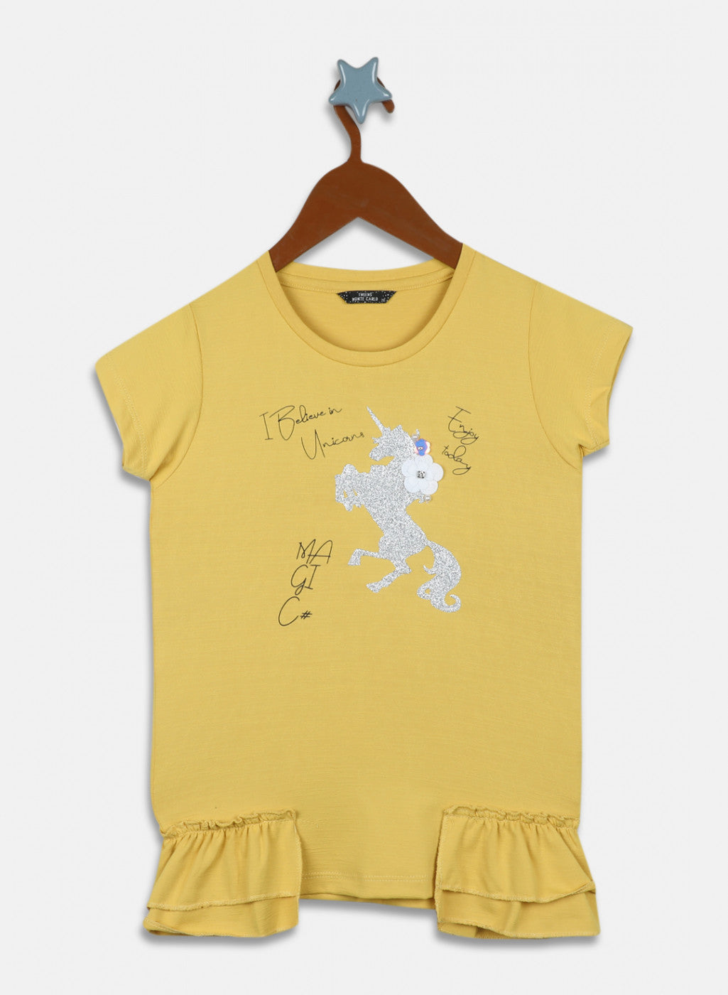 Girls Yellow Printed Top