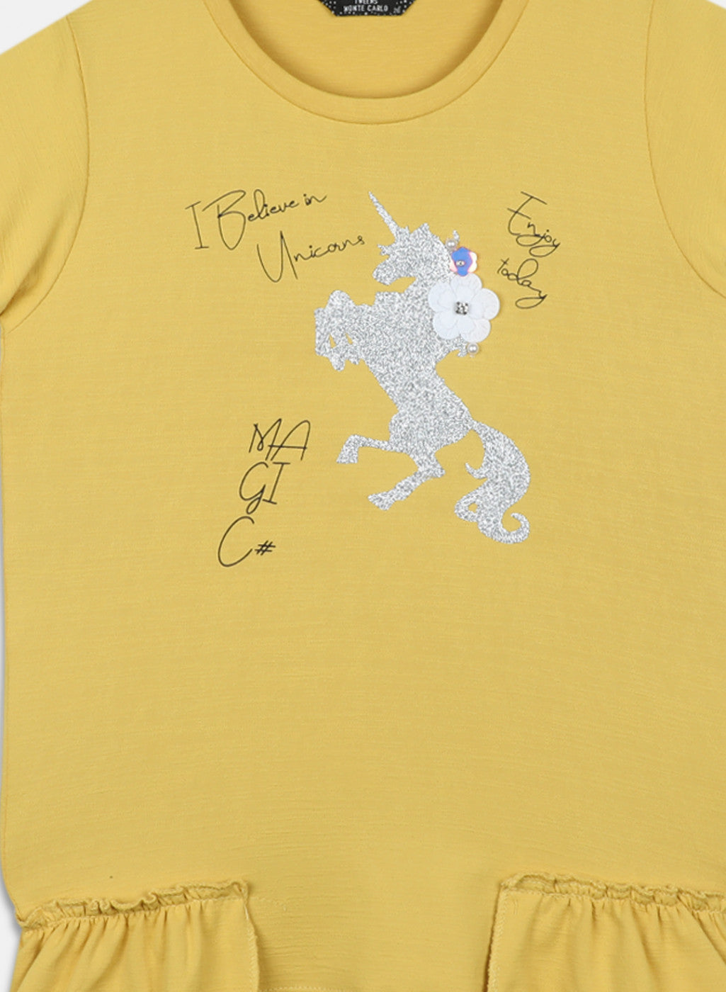 Girls Yellow Printed Top