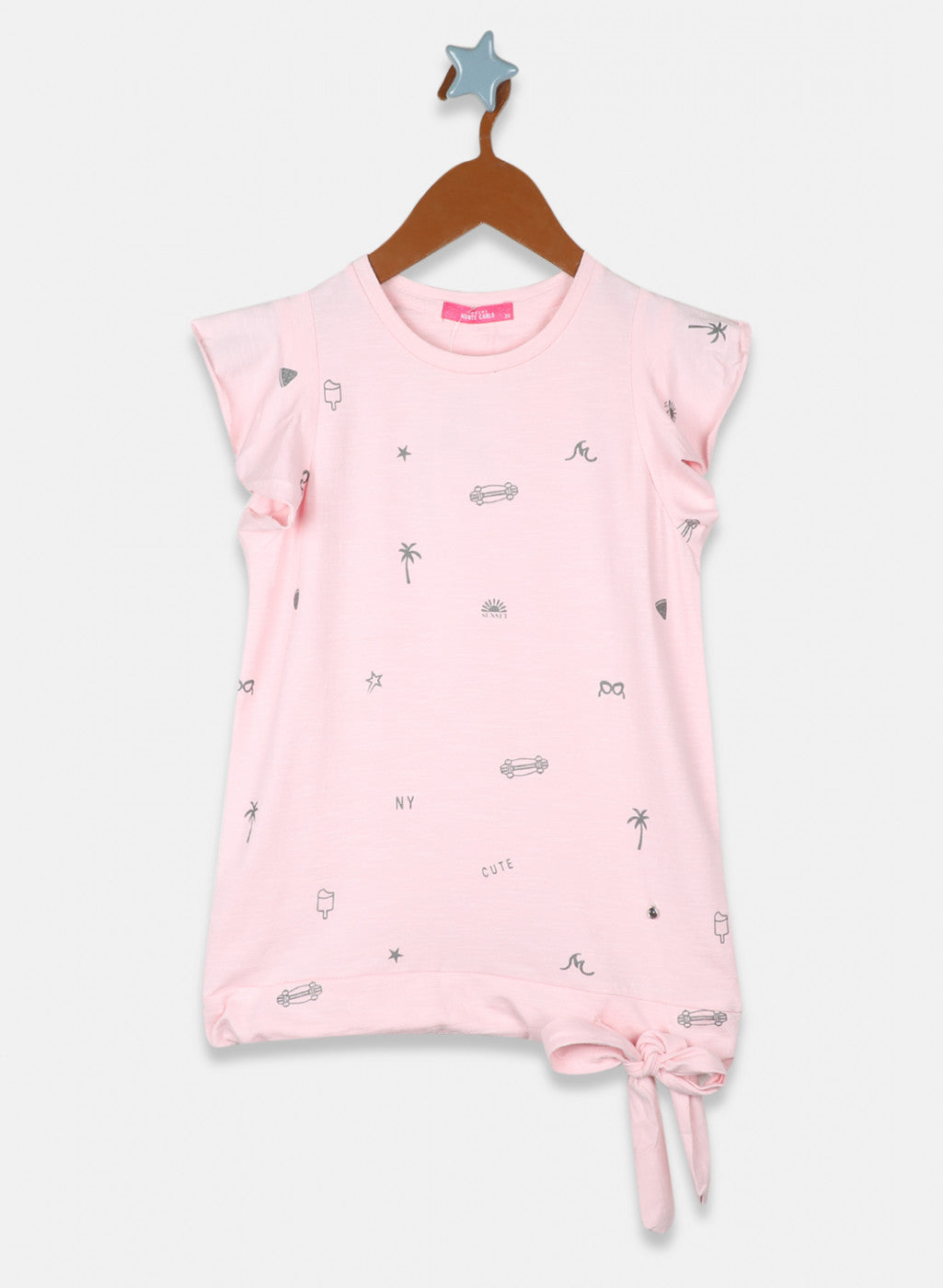 Girls Pink Printed Top