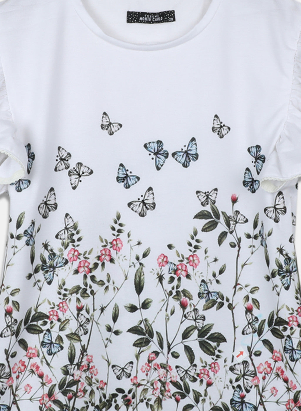 Girls Green Printed Top