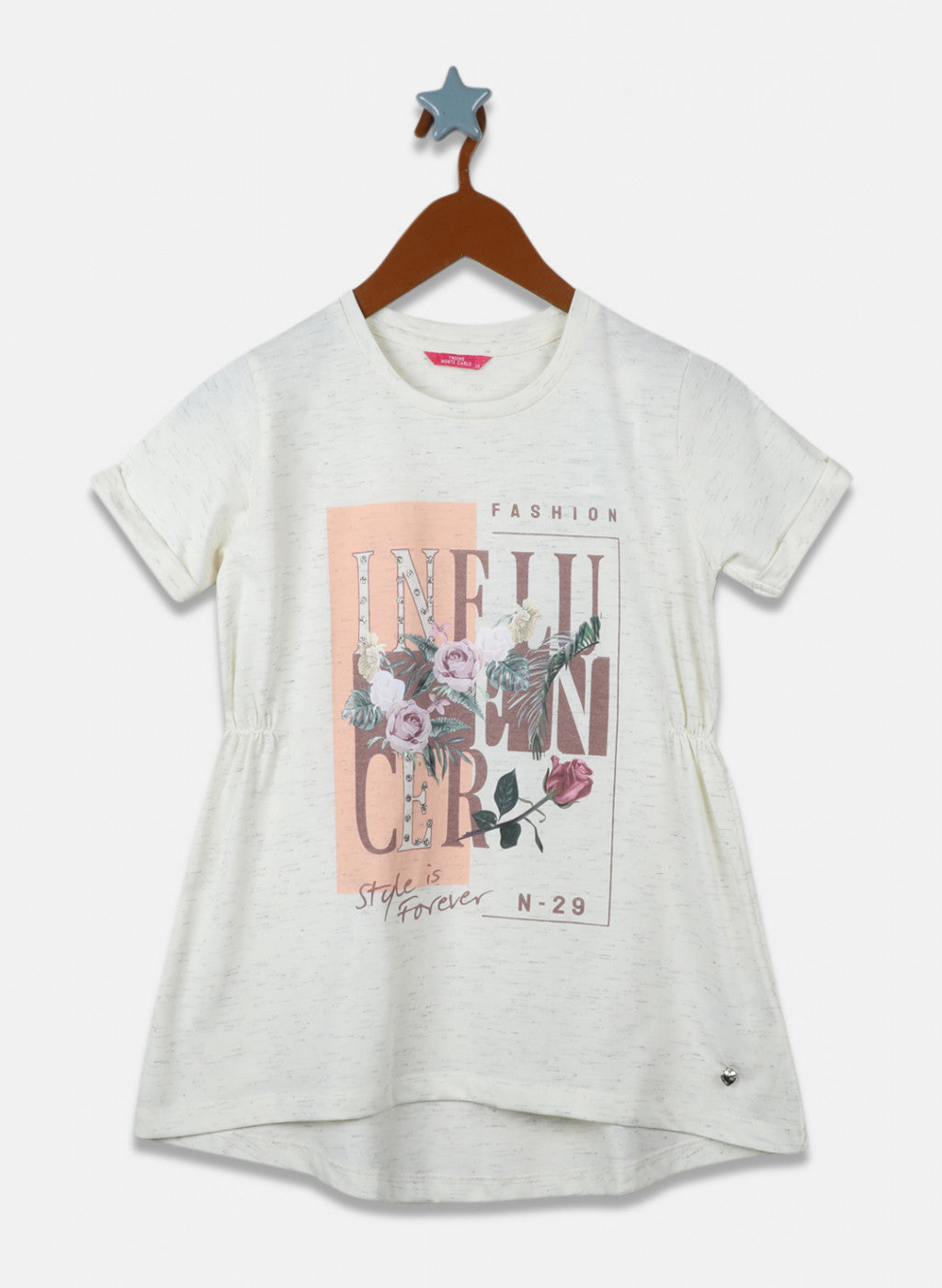 Girls Off White Printed Top