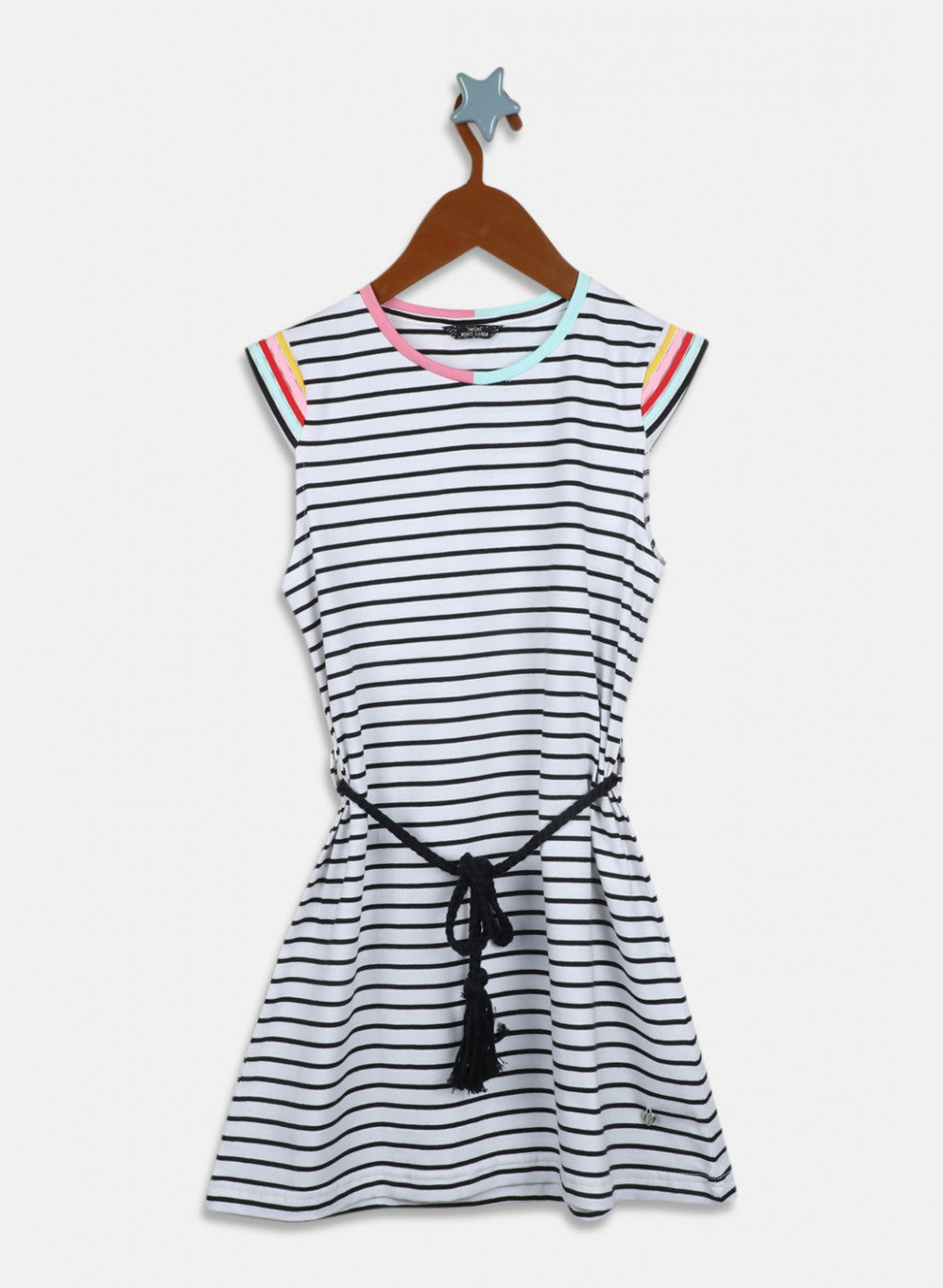 Buy Girls White & Black Stripe Dress Online in India - Monte Carlo