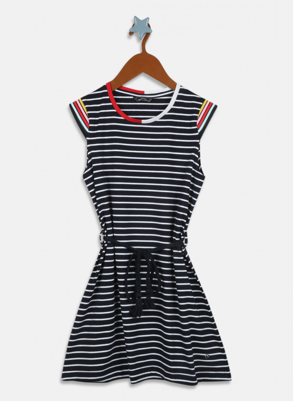 Buy Girls Black & White Stripe Dress Online in India - Monte Carlo