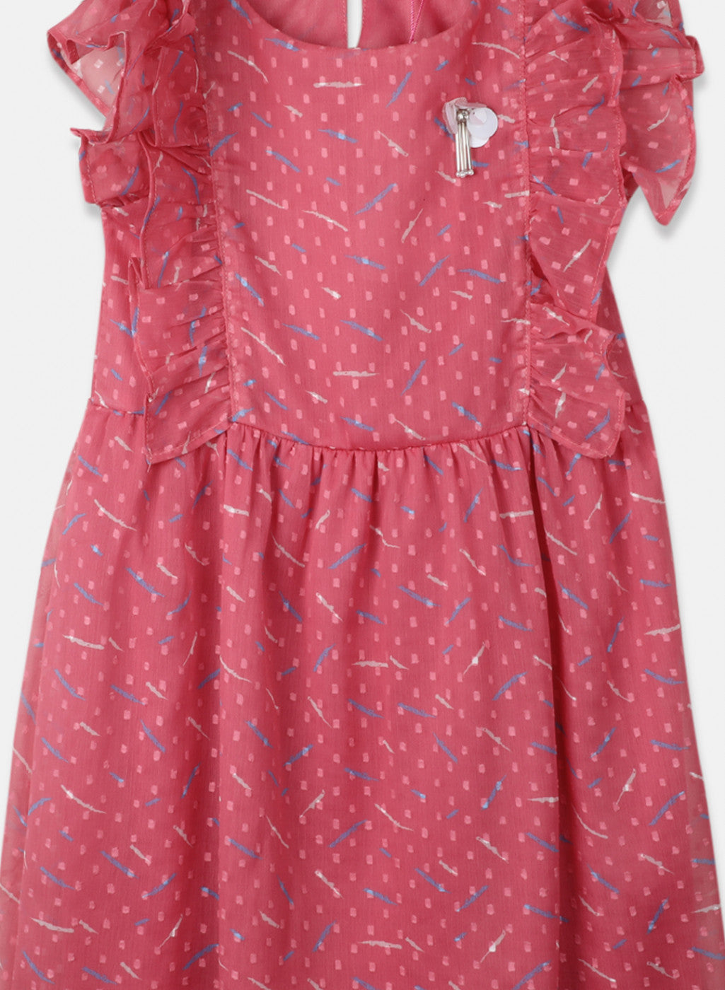 Girls Pink Printed Dress
