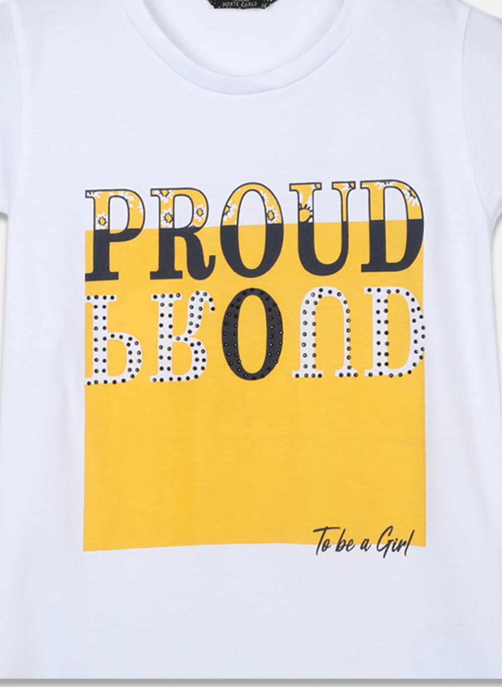 Girls White & Yellow Printed Lower Set