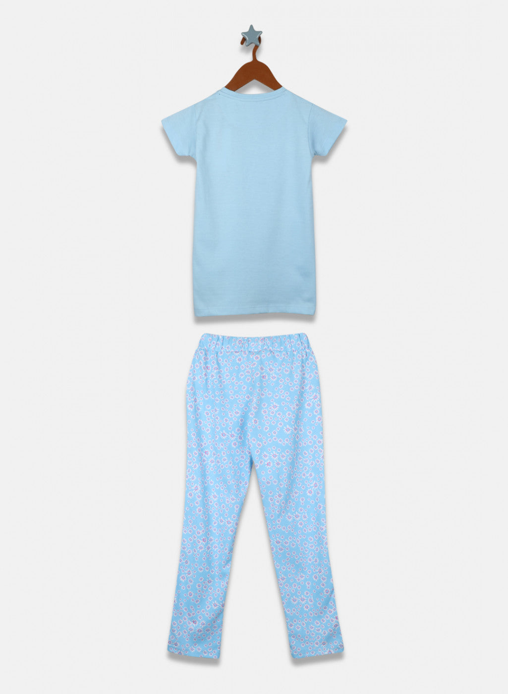 Girls Blue Printed Lower Set