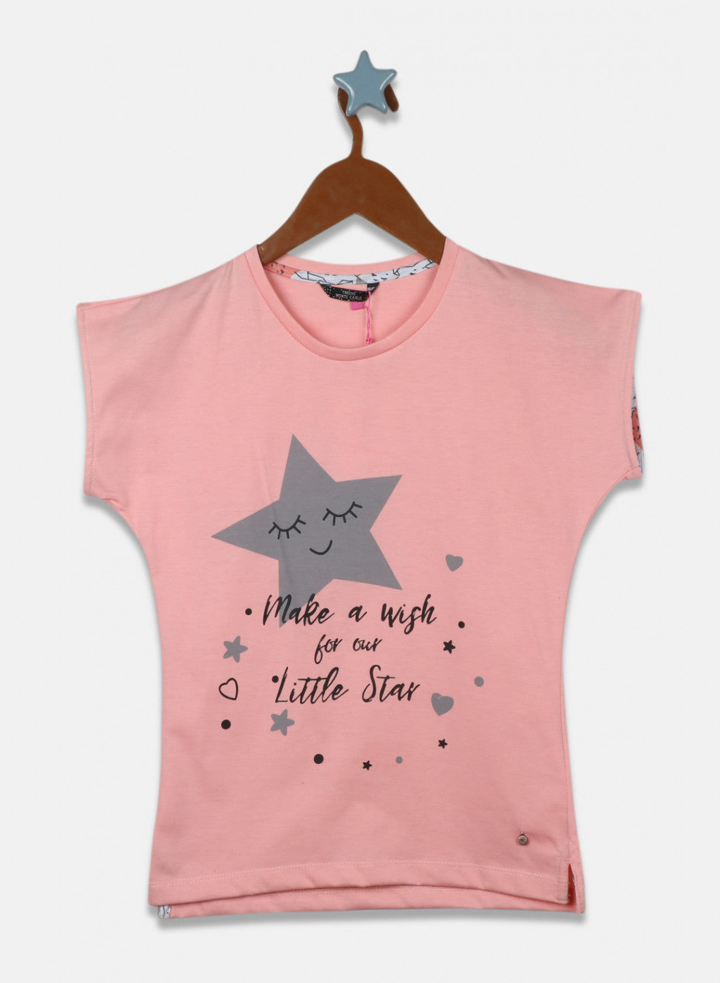 Girls Peach & Grey Printed Lower Set