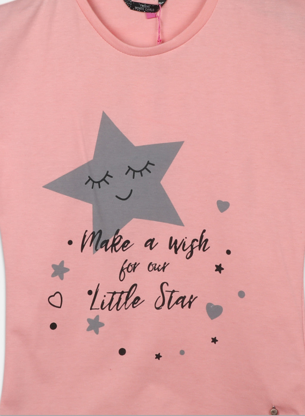 Girls Peach & Grey Printed Lower Set