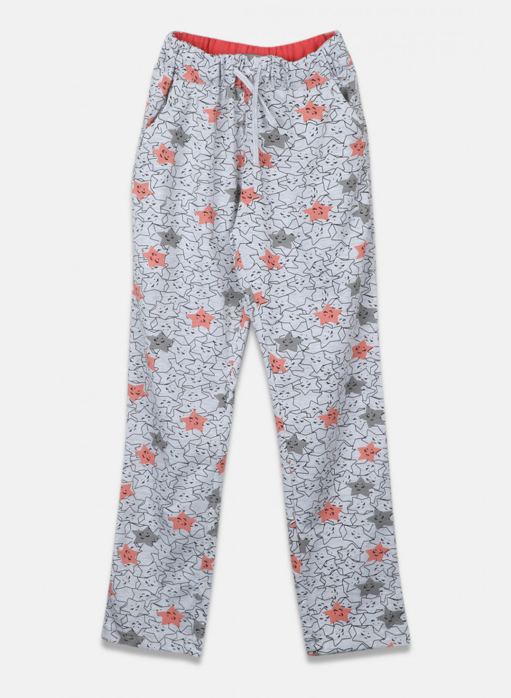 Girls Peach & Grey Printed Lower Set