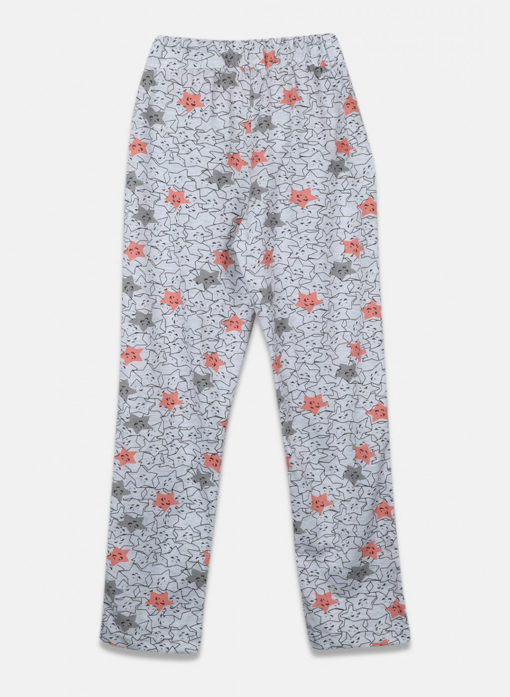 Girls Peach & Grey Printed Lower Set