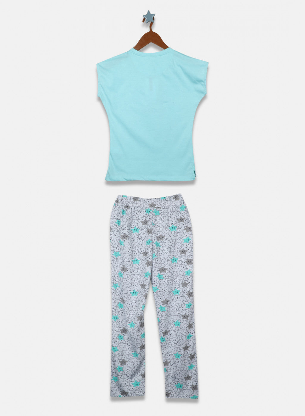 Girls Blue & Grey Printed Lower Set