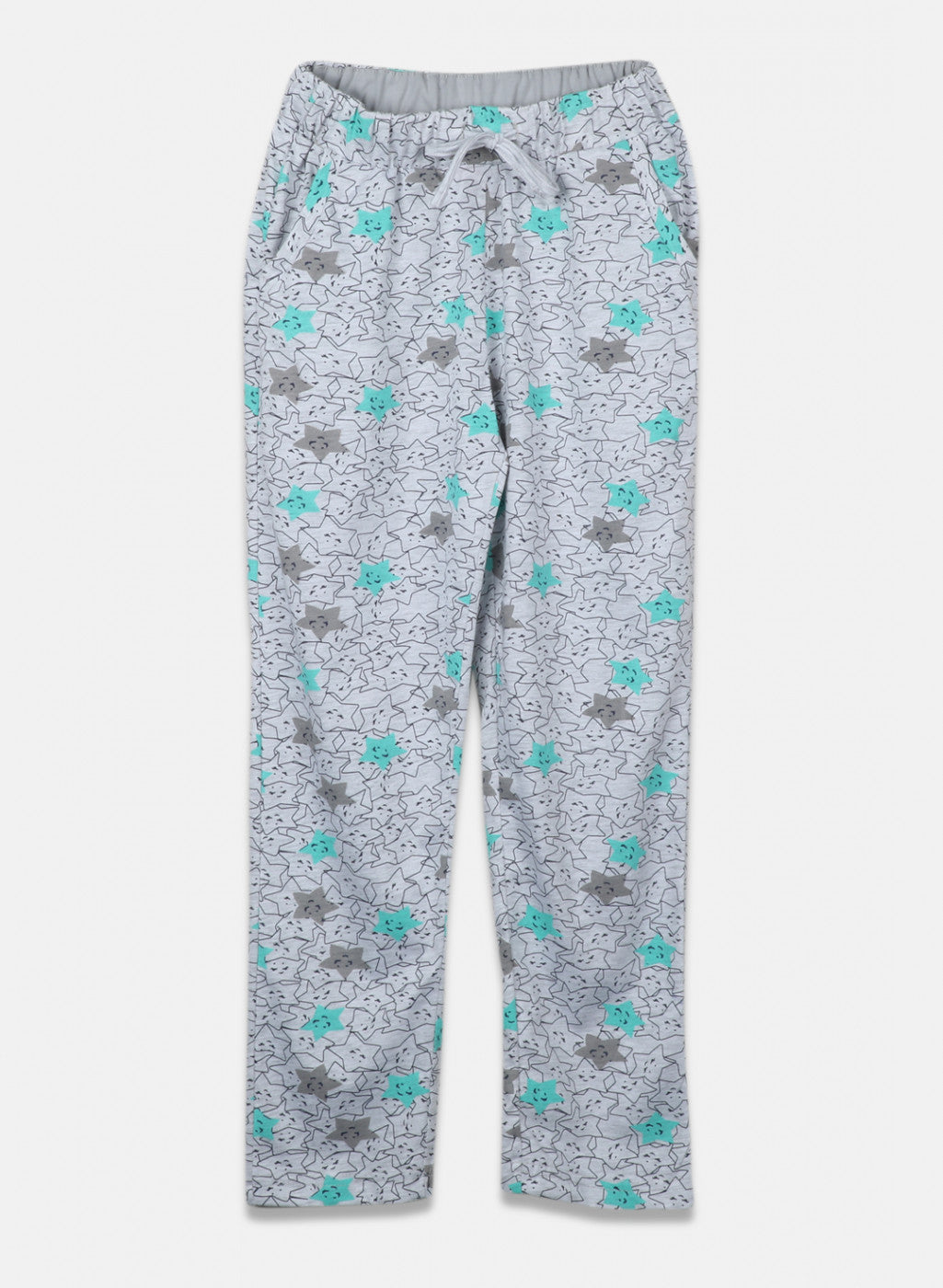 Girls Blue & Grey Printed Lower Set