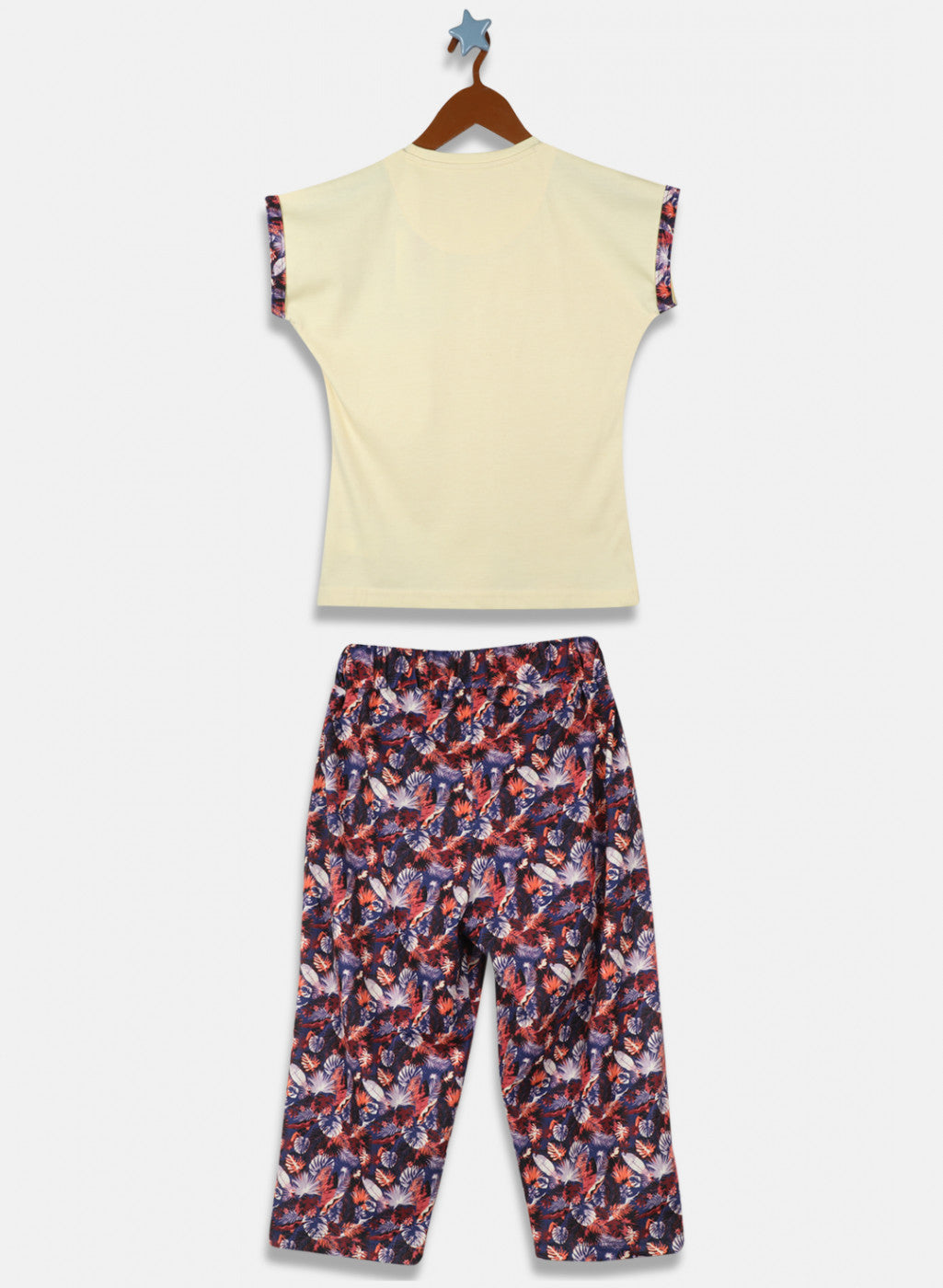 Girls Yellow Printed Capri Set
