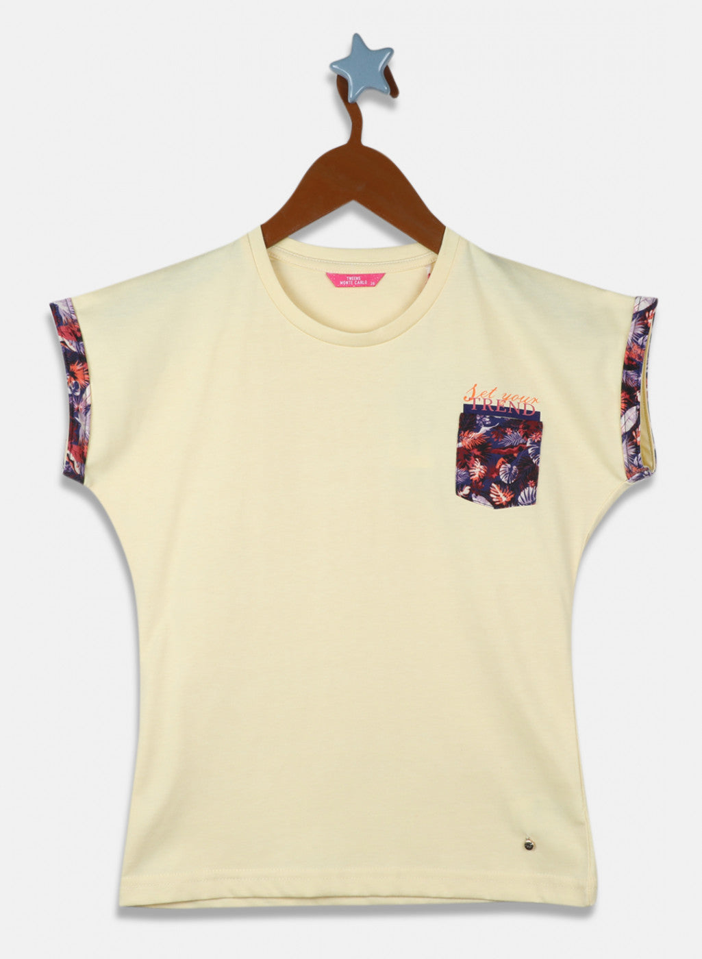 Girls Yellow Printed Capri Set