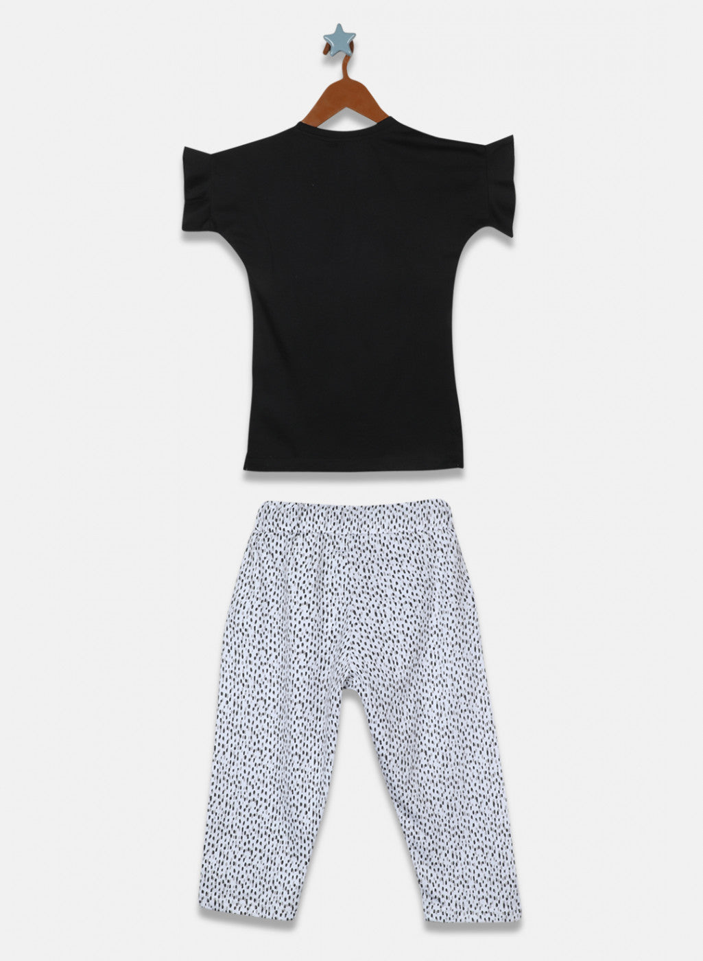 Girls Black & White Printed Capri Set
