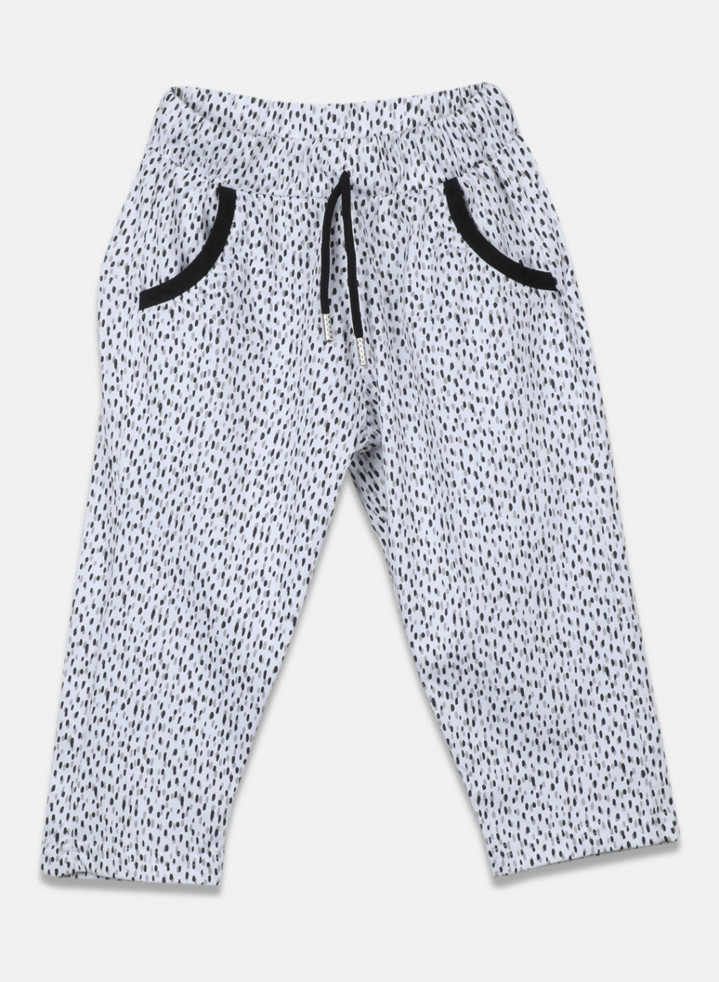Girls Black & White Printed Capri Set