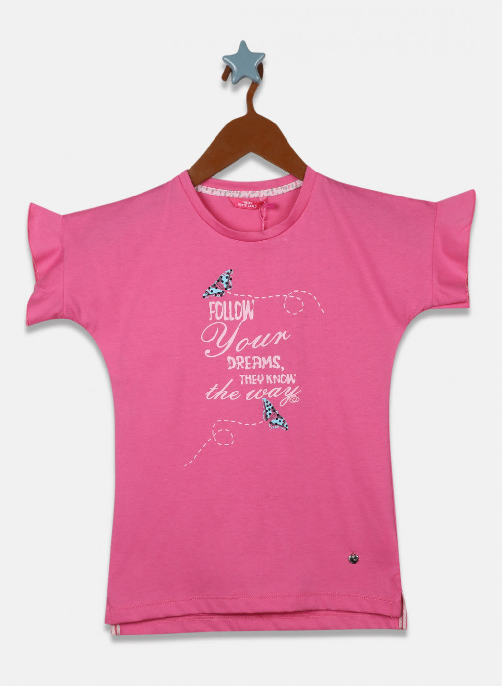 Girls Pink Printed Capri Set