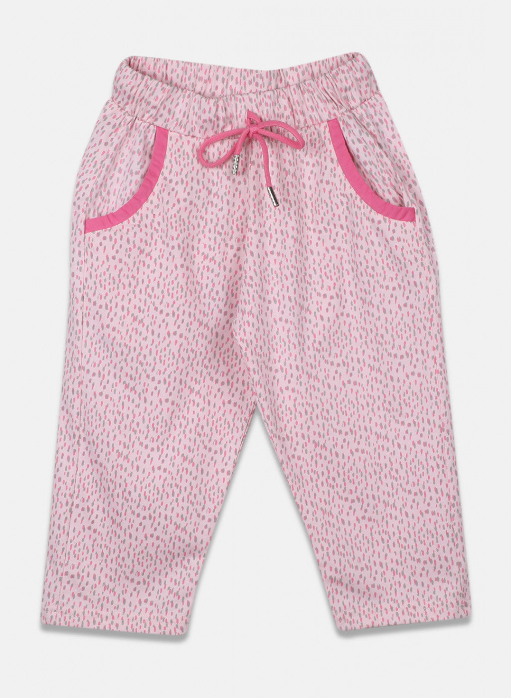 Girls Pink Printed Capri Set