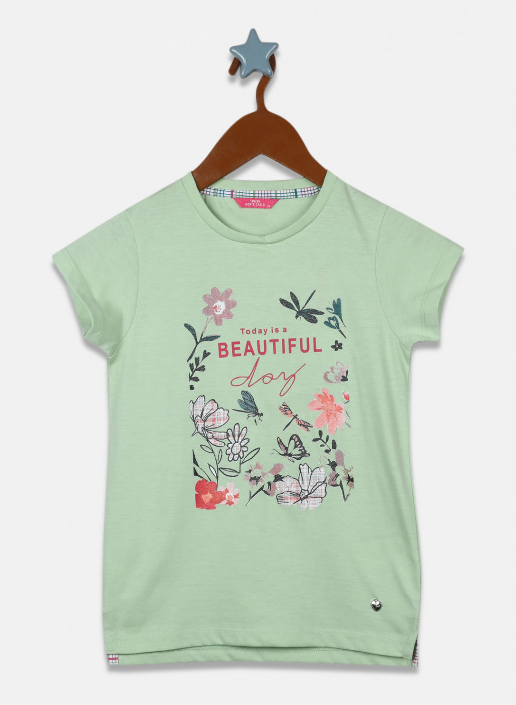 Girls Green Printed Capri Set