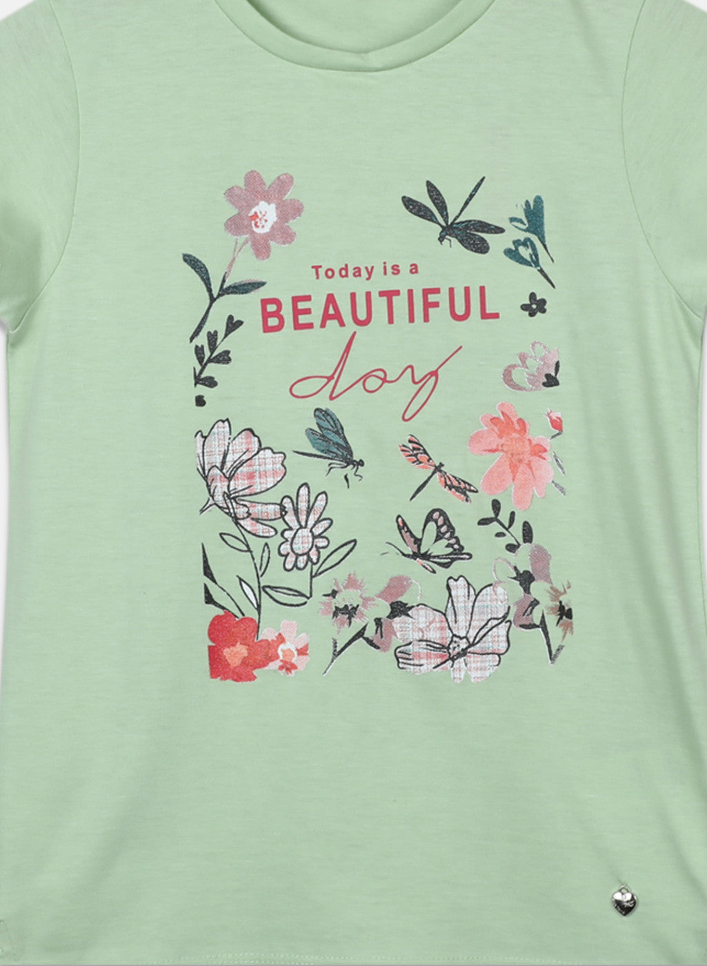 Girls Green Printed Capri Set