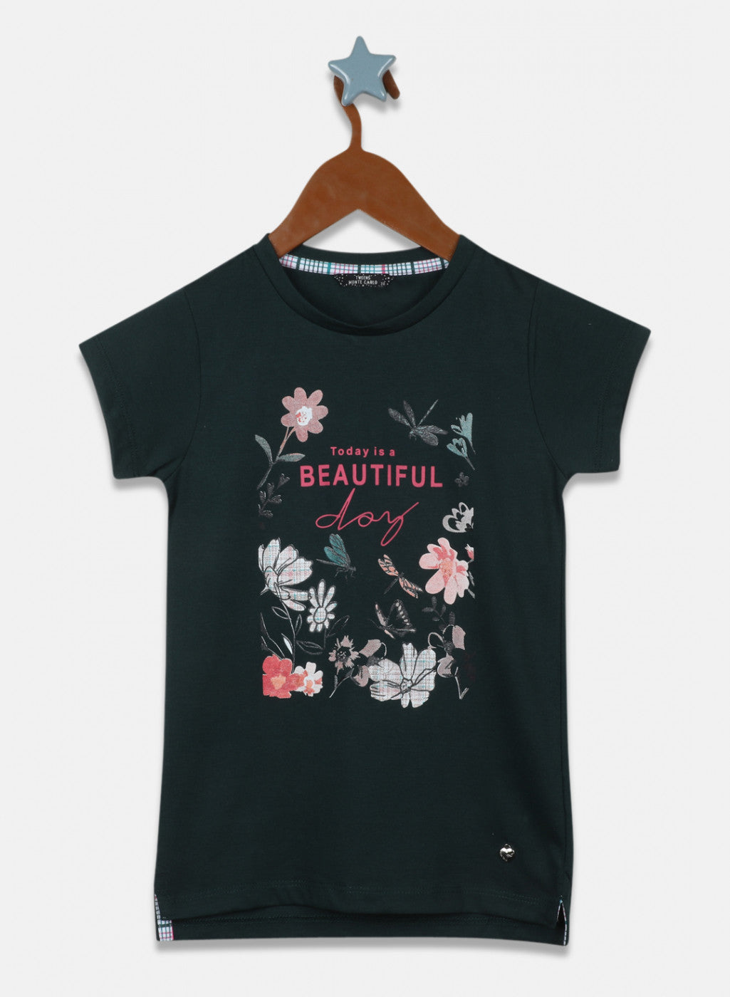 Girls Green Printed Capri Set