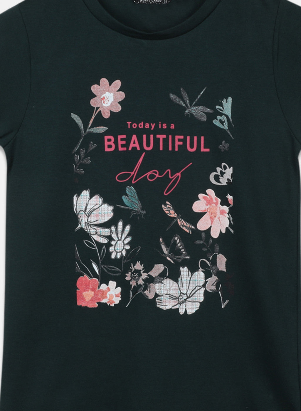 Girls Green Printed Capri Set