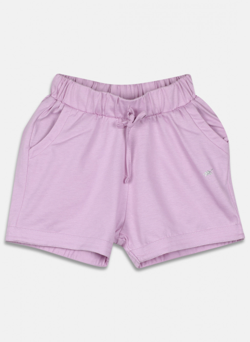 Girls Off White & Purple Printed Short Set