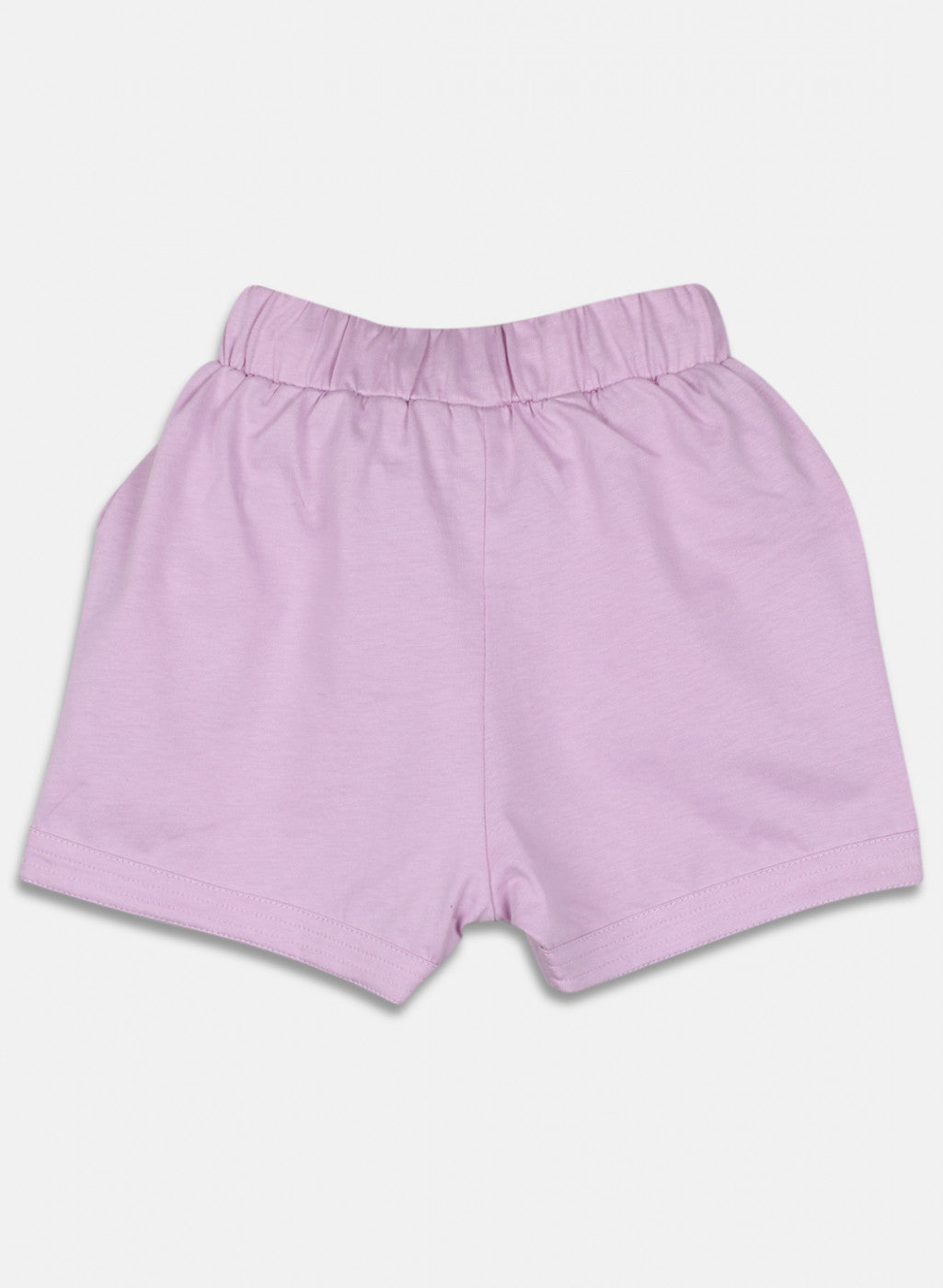 Girls Off White & Purple Printed Short Set