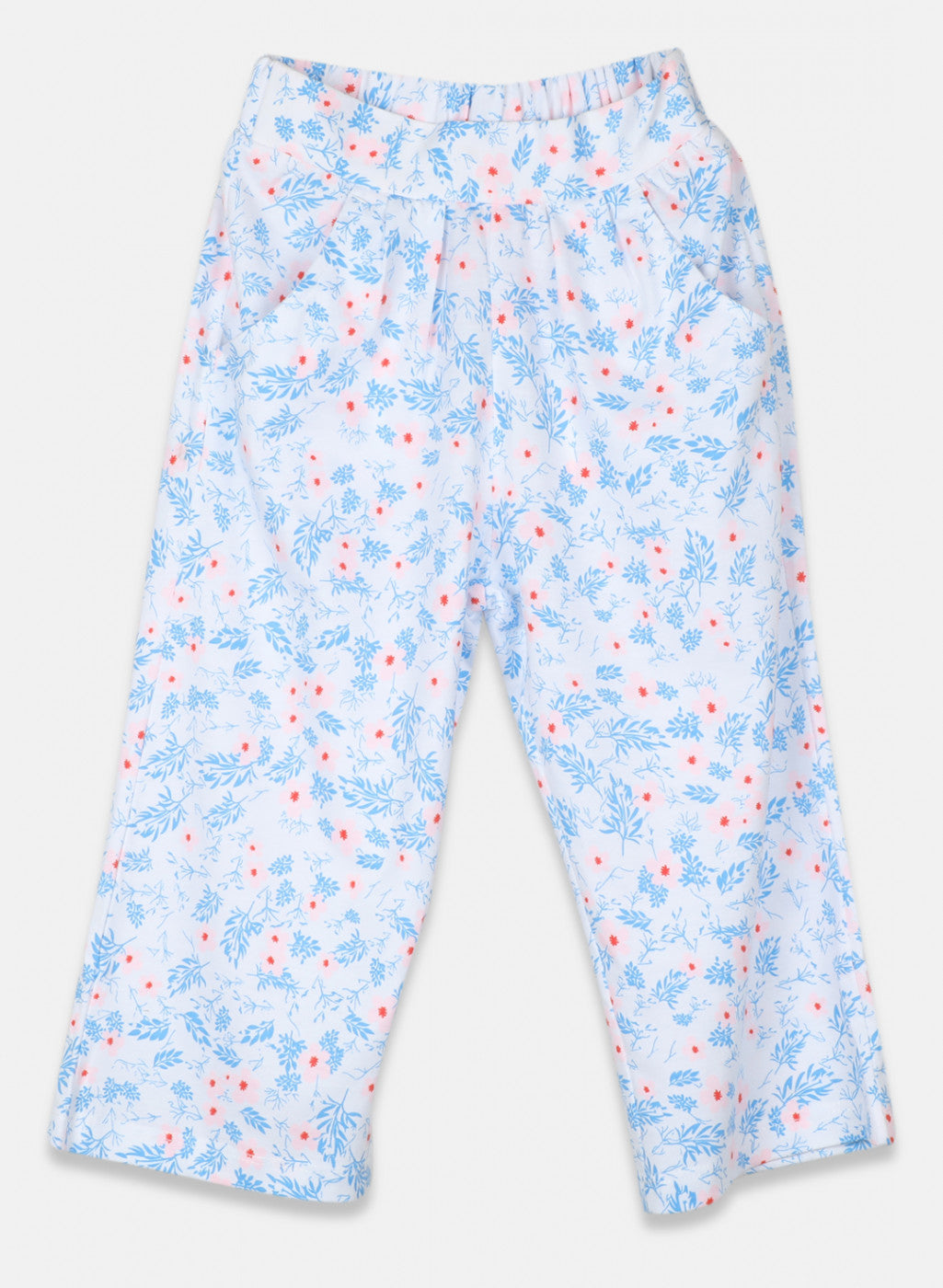 Girls Off White Printed Capri