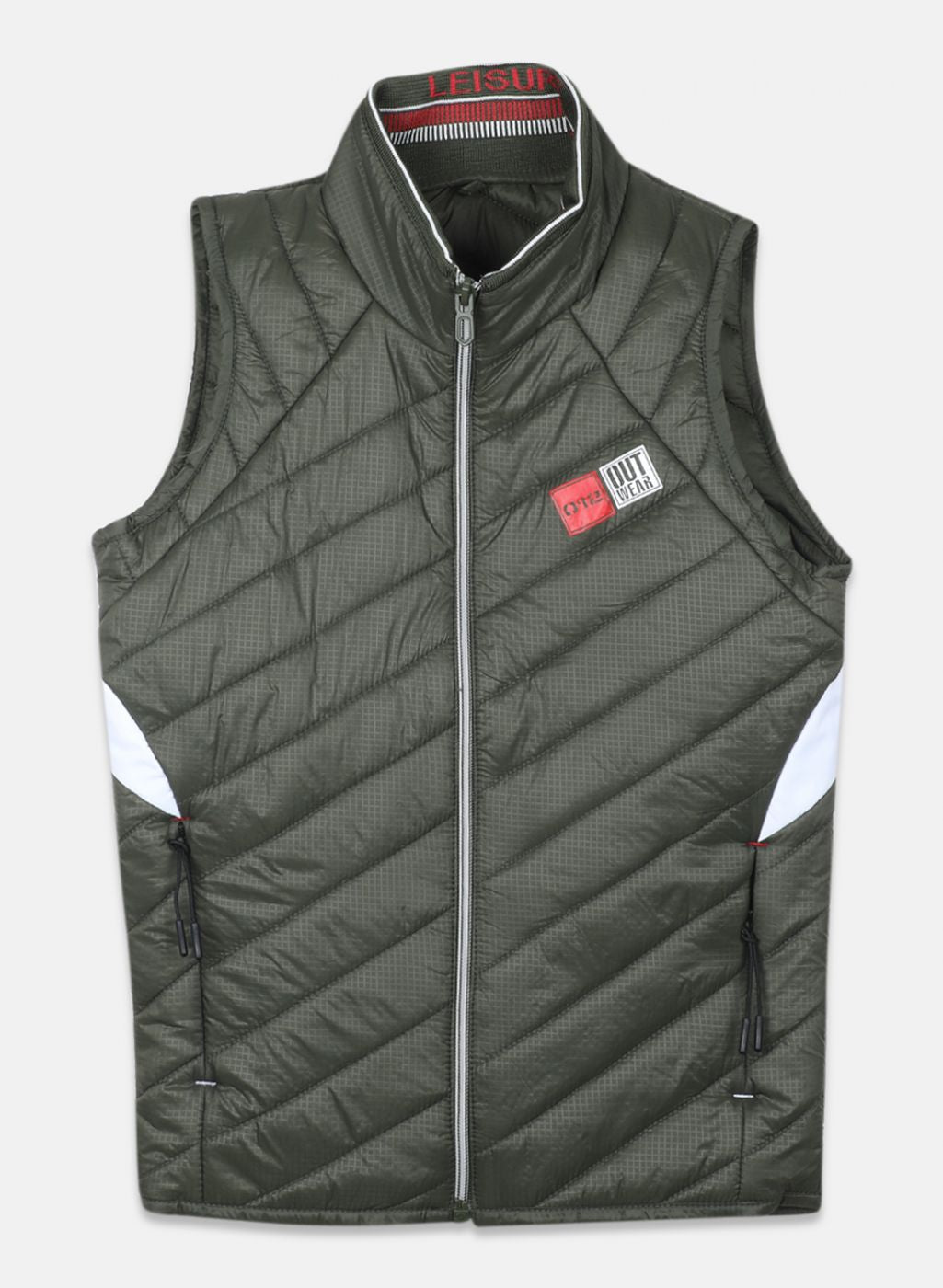 Boys Olive Self Design Jacket