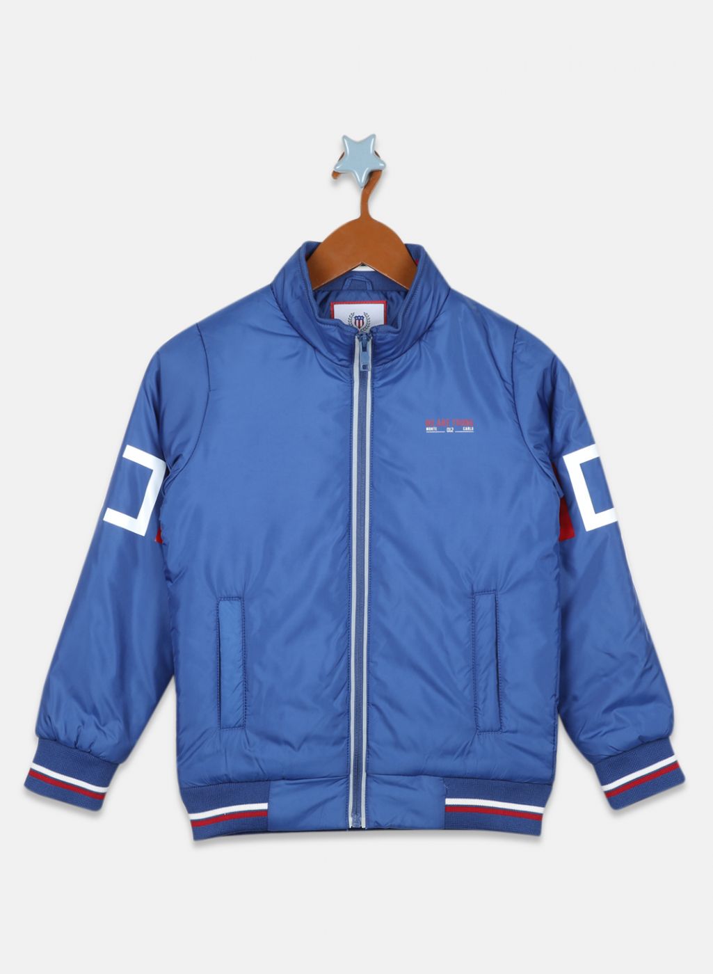 Boys Blue Solid Jacket