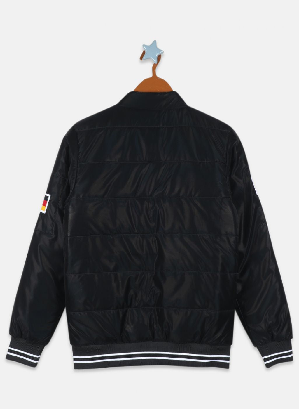 Boys Black Self Design Jacket