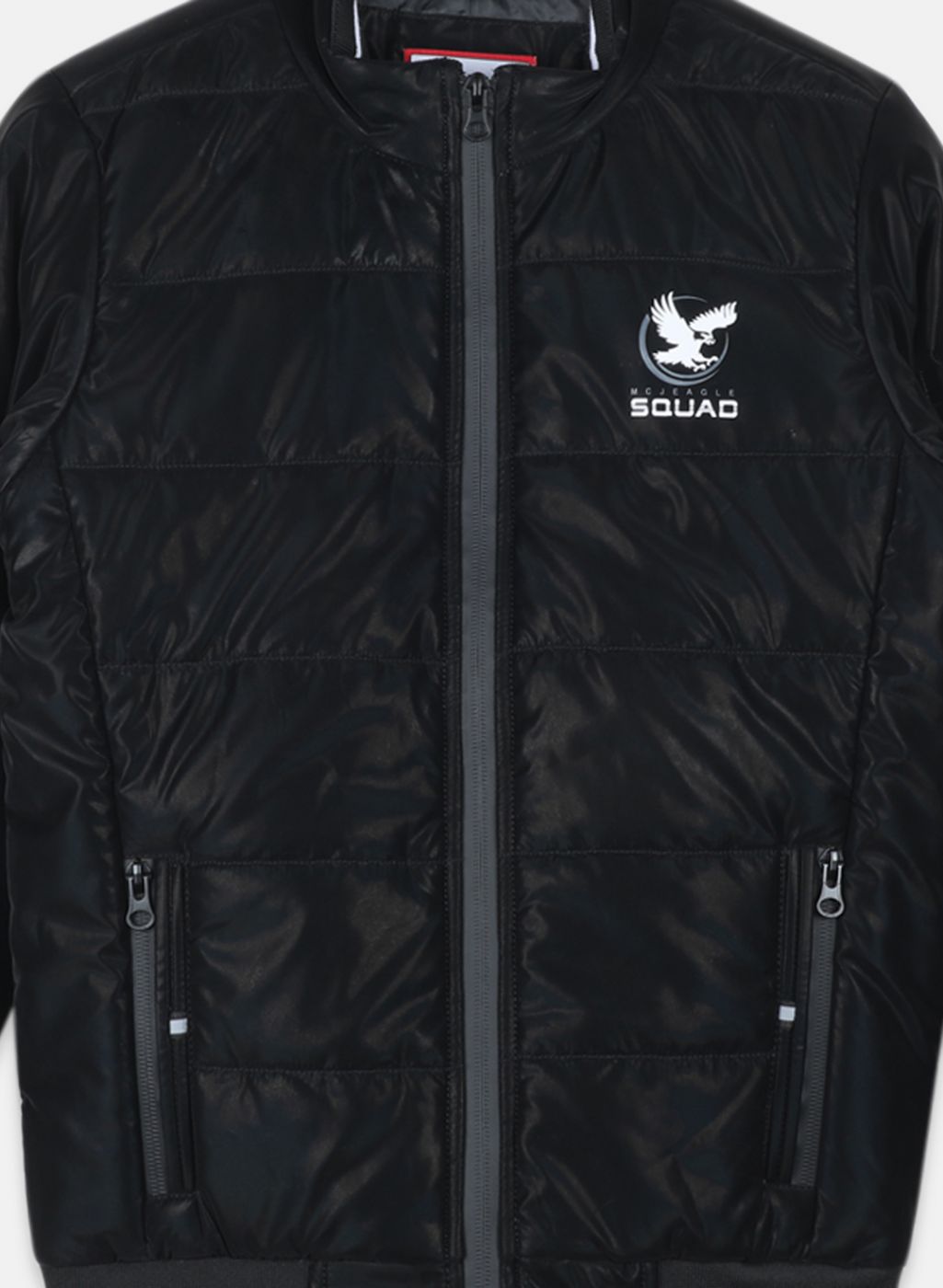 Boys Black Self Design Jacket