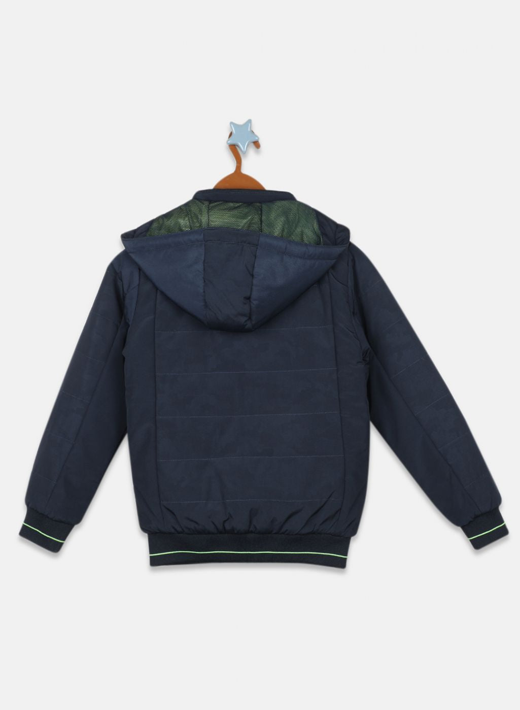 Boys NAvy Blue Self Design Jacket