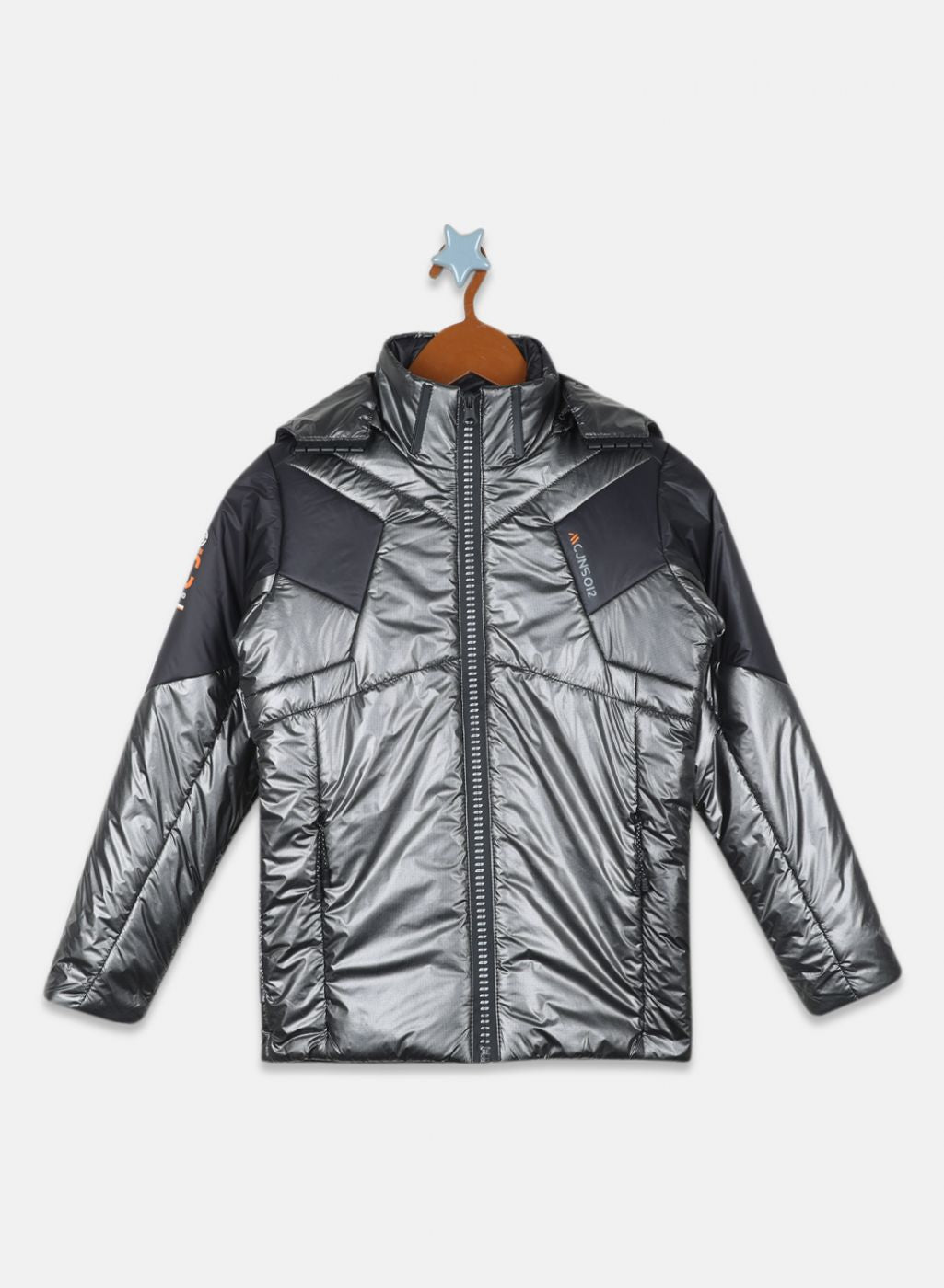 Boys Black Self Design Jacket